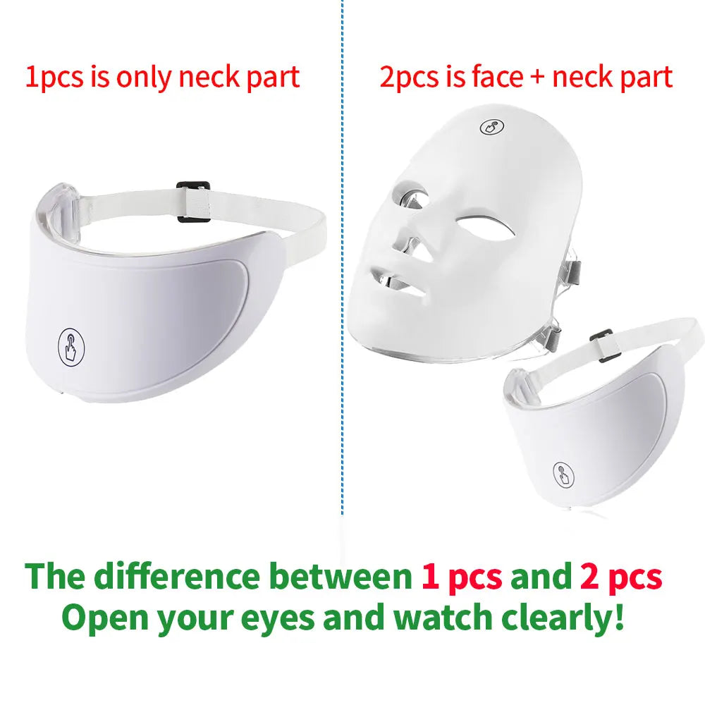 Masque LED Visage et Cou 7 Couleurs – Appareil de Soin et Massage
