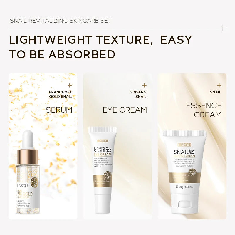 LAIKOU Coffret Soin Vitamine C 3 pièces – Crème Visage, Sérum, Crème Yeux Hydratant Anti-Rides