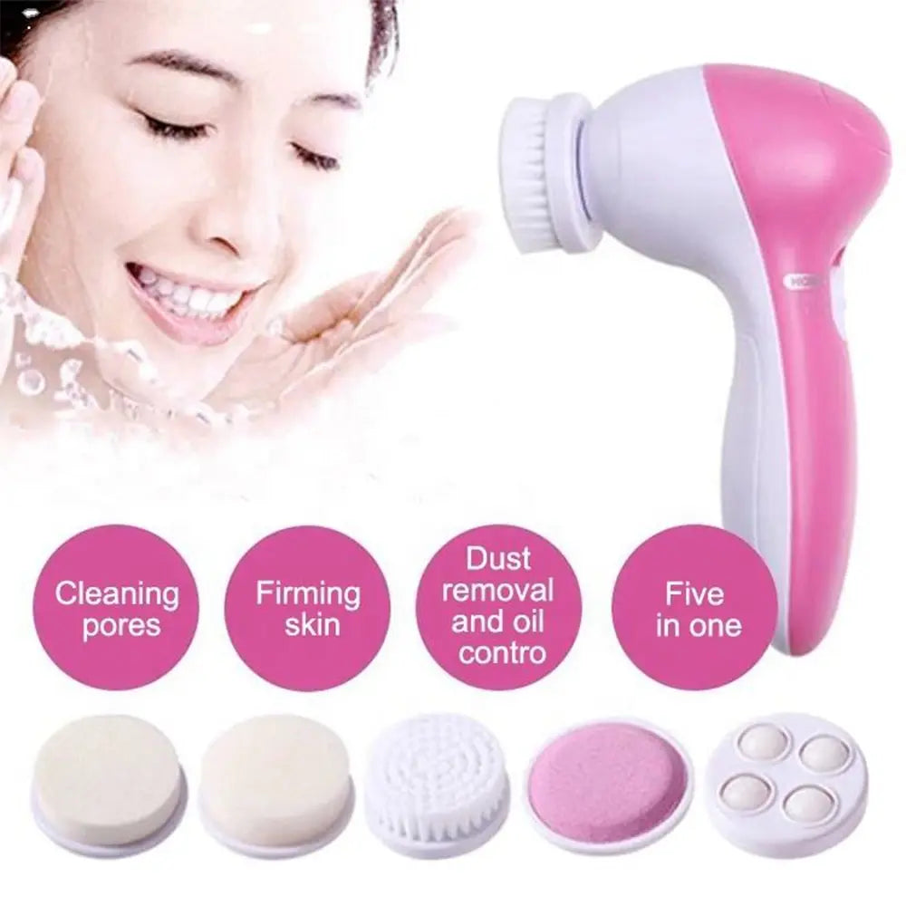 Brosse Nettoyante Visage Électrique 5-en-1 – Nettoyage, Massage, Anti-Points Noirs