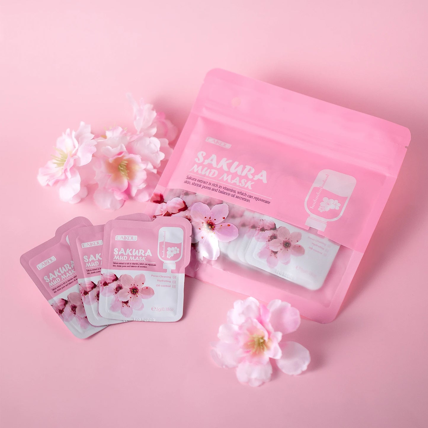 LAIKOU Coffret Soin Sakura du Japon – Kit Hydratant Anti-Âge, Lissant Anti-Rides, Éclat du Visage