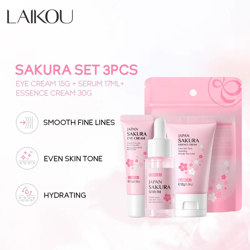 LAIKOU Coffret Soin Vitamine C 3 pièces – Crème Visage, Sérum, Crème Yeux Hydratant Anti-Rides