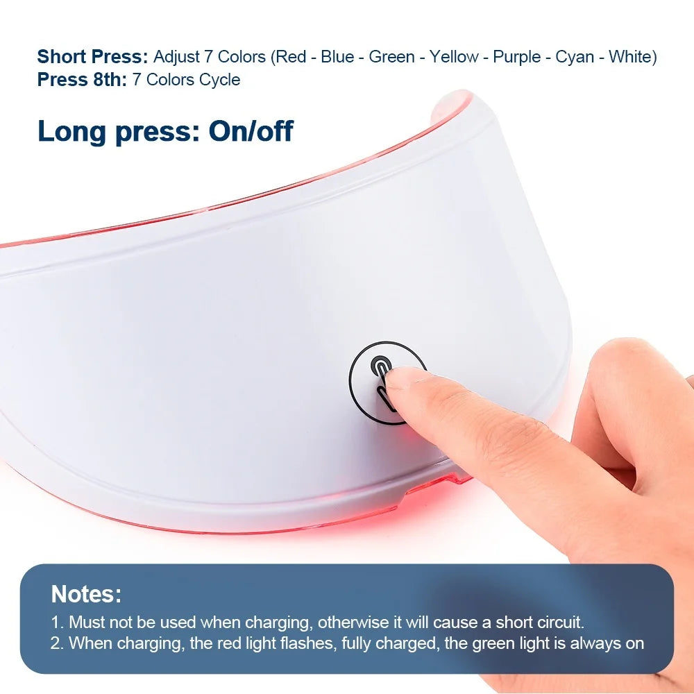 Masque LED Visage et Cou 7 Couleurs – Appareil de Soin et Massage