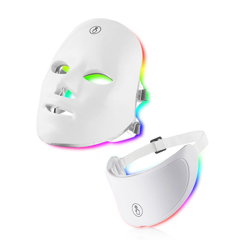 Masque LED Visage et Cou 7 Couleurs – Appareil de Soin et Massage
