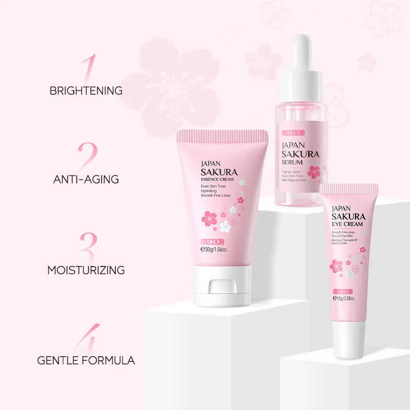LAIKOU Coffret Soin Vitamine C 3 pièces – Crème Visage, Sérum, Crème Yeux Hydratant Anti-Rides