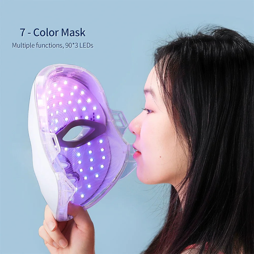 Masque LED Visage et Cou 7 Couleurs – Appareil de Soin et Massage