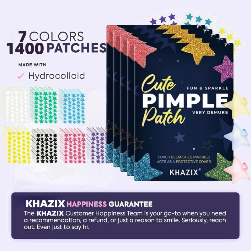 1400 Patchs Anti-Acné Étoiles Multicolores – Patchs Correcteurs Ultra-Fins pour Boutons